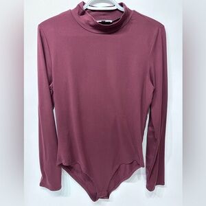 Women’s‎ Gaze Long Sleeve Mock Neck Bodysuit Brown Mauve Size Large